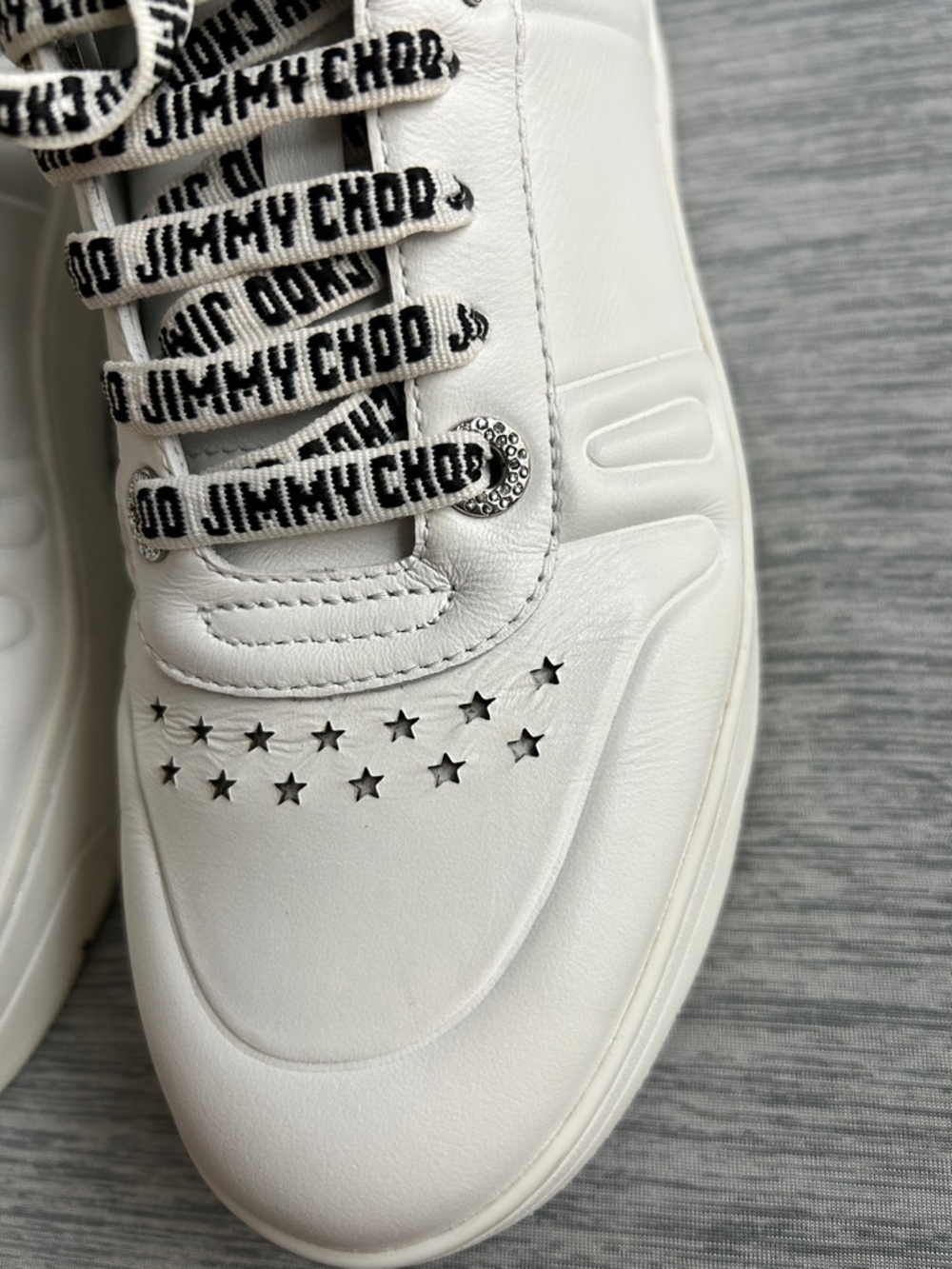 Jimmy Choo White Platform Logo-Print Lace Sneakers - Picture 5 of 10